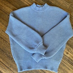 Alex Mill Crewneck Button-back Sweater in Slate Blue